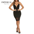 Plunging V Neckline Ladies Model Free People Hot Woman Club Sex Party Dress